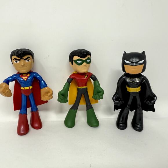 Lot of 3 Mattel DC Comics Batman Robin Superman Action Figures Bendable Toy - Picture 1 of 9